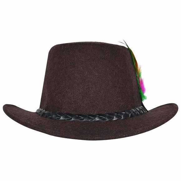 Men Bavarian Hat Dark Brown Oktoberfest Costumes Hat Western Traditional Attire. - Picture 4 of 10